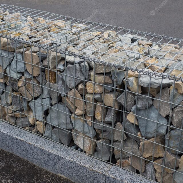 valla decorativa piedra granel cuadricula fondo texturizado muro piedra malla hierro muro piedra marco alambre gaviones rellenos piedra caliza 358403 1123